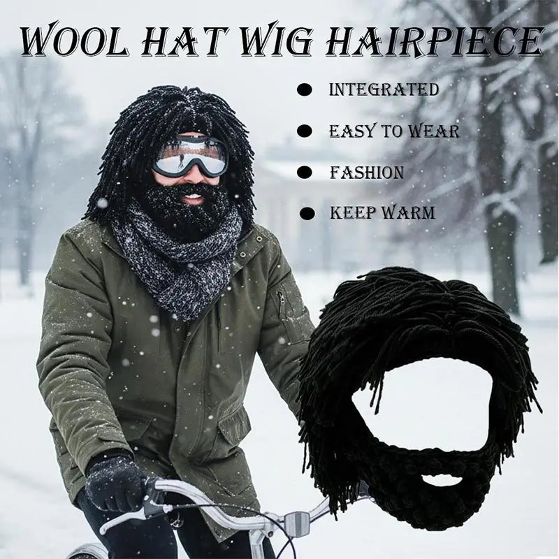 Punk-style Knitted Cap Funny Wig Beard Knitted Hats Hobo Mad Scientist Hip Hop Handmade Knit Warm Winter Cap Beanies Hat